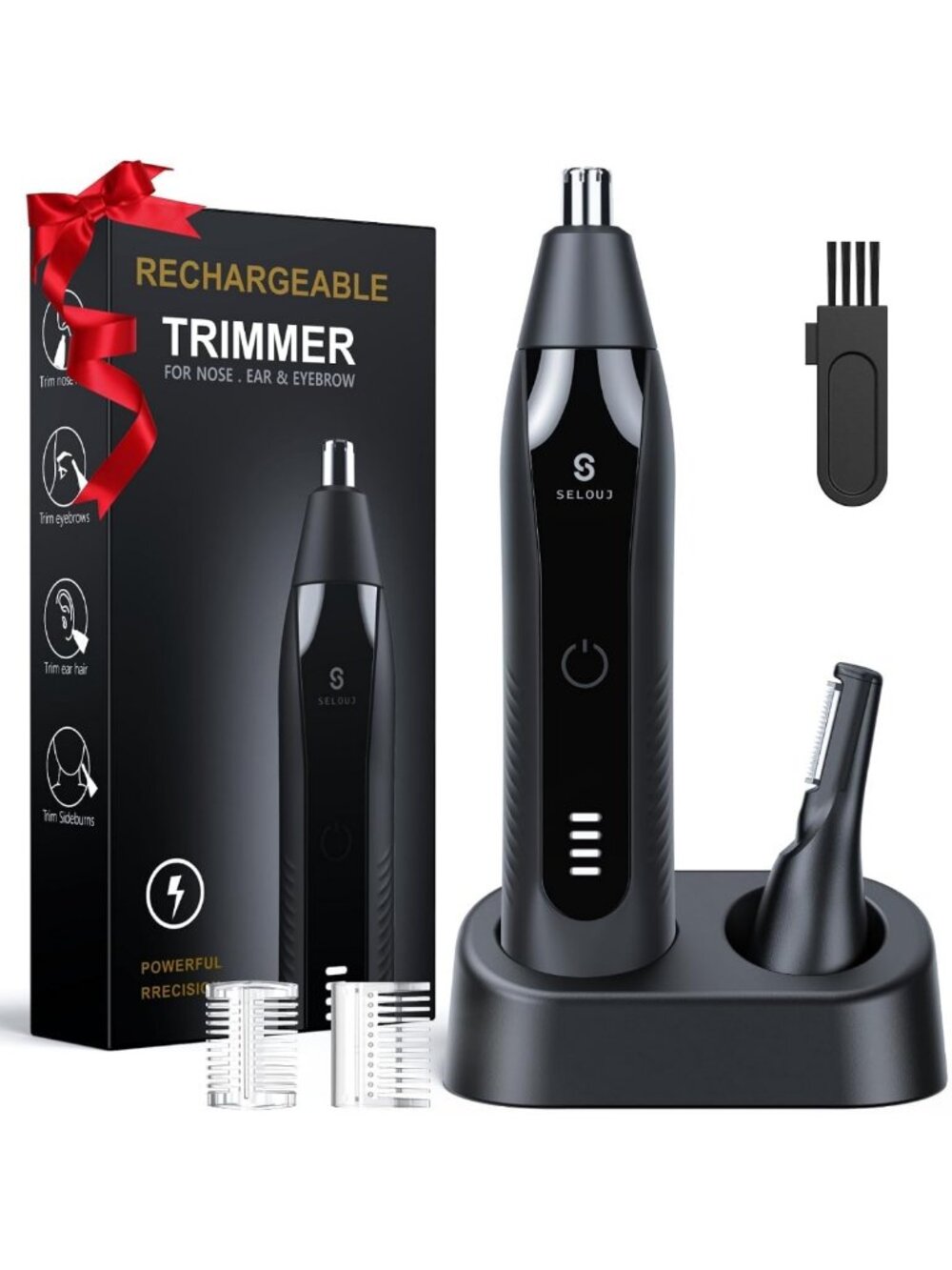 Painless USB Rechargeable Ear & Nose Hair Trimmer, Waterproof Dual Edge Blades